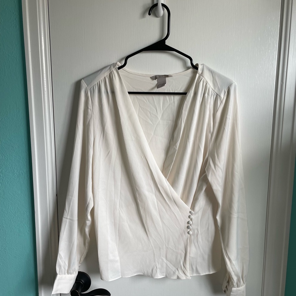 H&M Cream Wrap Blouse